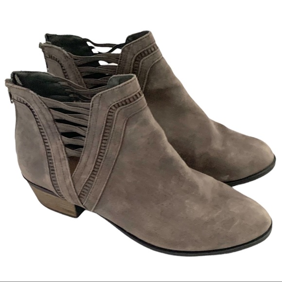 Lane Bryant Shoes - Lane Bryant Strappy Cutout Faux Suede Taupe Ankle Boot Size 9